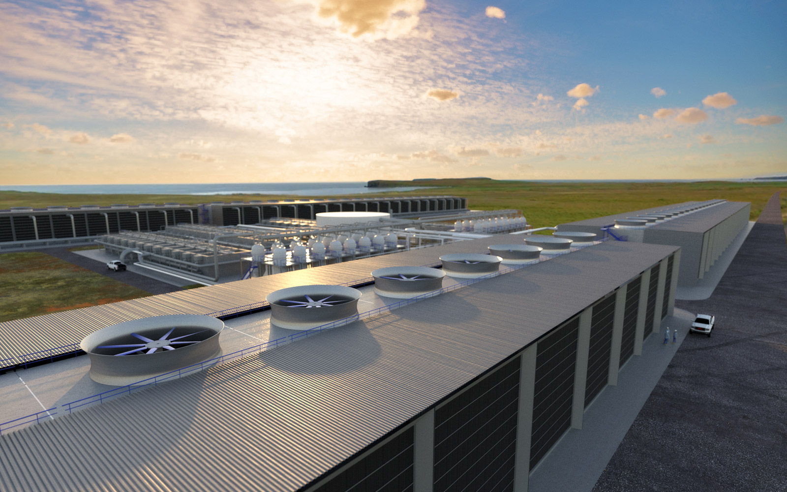 Graphical representation of one of Carbon Engineering’s large-scale air contactors.
