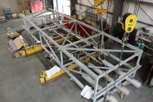 A warehouse shot of Carbon Engineering's Direct Air Capture equipment.