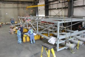 A warehouse shot of Carbon Engineering's Direct Air Capture equipment.