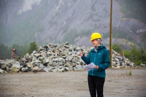 Mayor Karen Elliott of the District of Squamish speaks at Carbon Engineering's groundbreaking of its new headquarters.